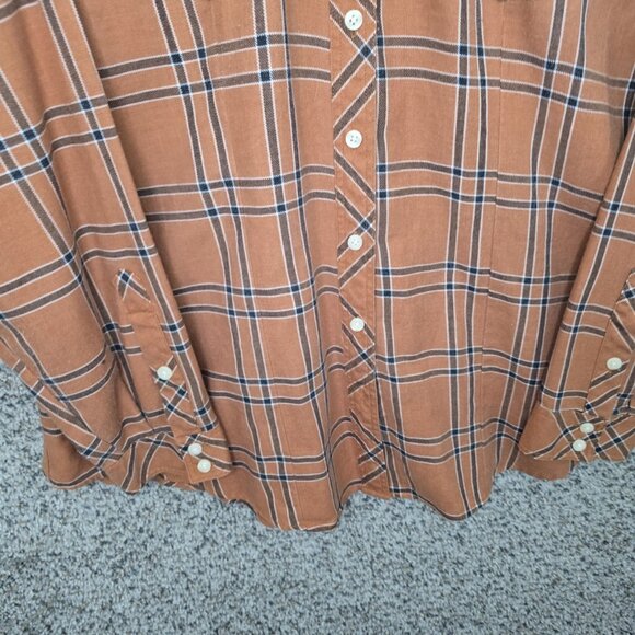 Torrid Top Womens 1 US Plus 1X Dusty Orange Plaid Twill Button Up Casual Ladies - Picture 5 of 7
